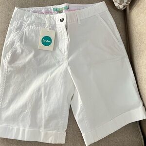 Boden Classic Chino Shorts 9" Inseam Cotton Blend Preppy Summer White Size 4 New